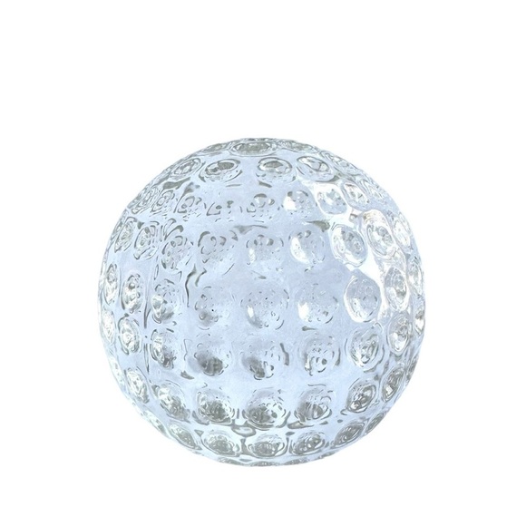 Glass Golf Ball Paperweight 2" Clear Crystal Polished Bottom Golfball Office - Picture 8 of 8